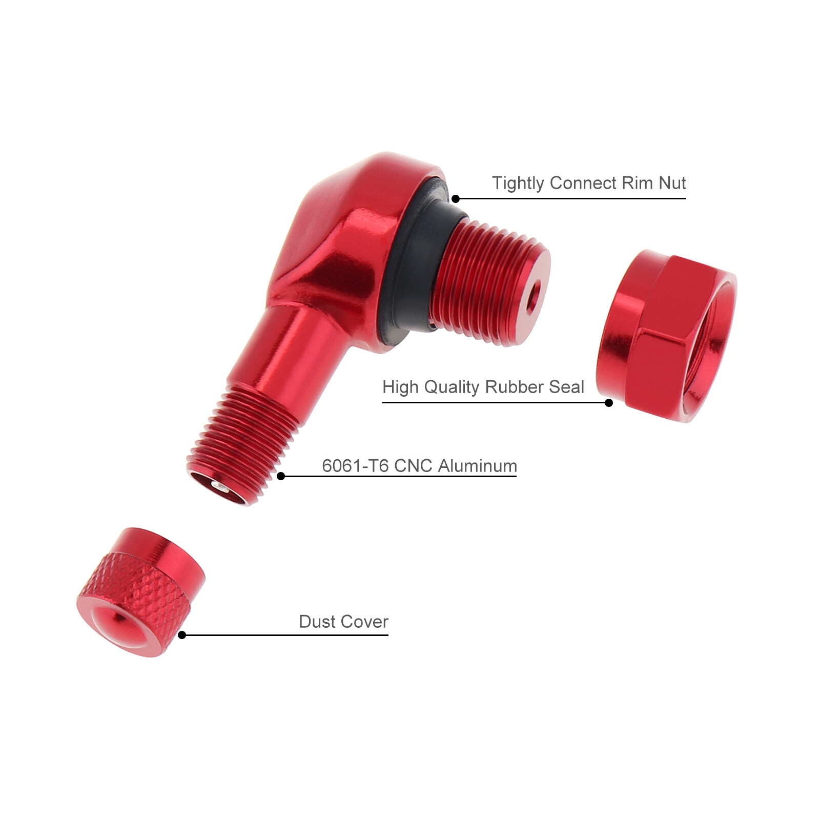 2PCS Motorcycle CNC Aluminum Alloy 11.3mm Tire Wheel Stem Valve 90 Degree Angled