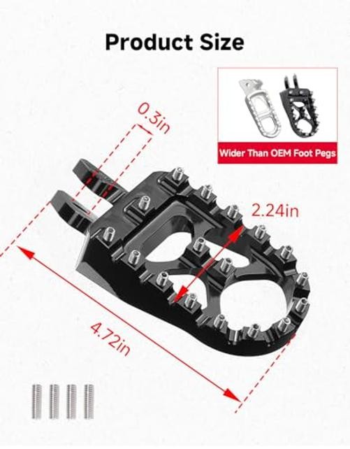 Dirt Bike Foot Pegs, Adjustable Level CNC Aluminum Footpegs Compatible with