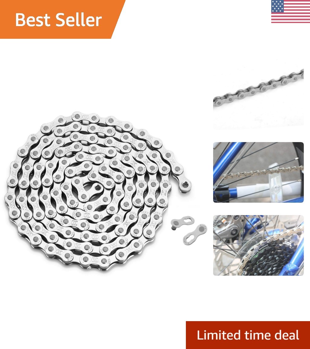 6/7/8 Speed Bike Chain – 1/2 x 3/32 Inch, 116 Links, Stainless Steel