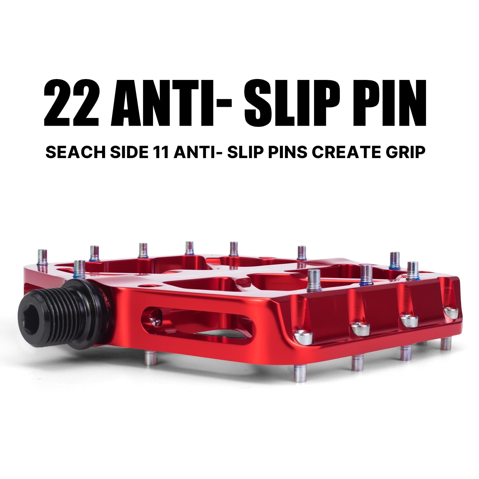 BOWOD Red MTB Bike Pedals Adult Aluminum Alloy Grippy Flat