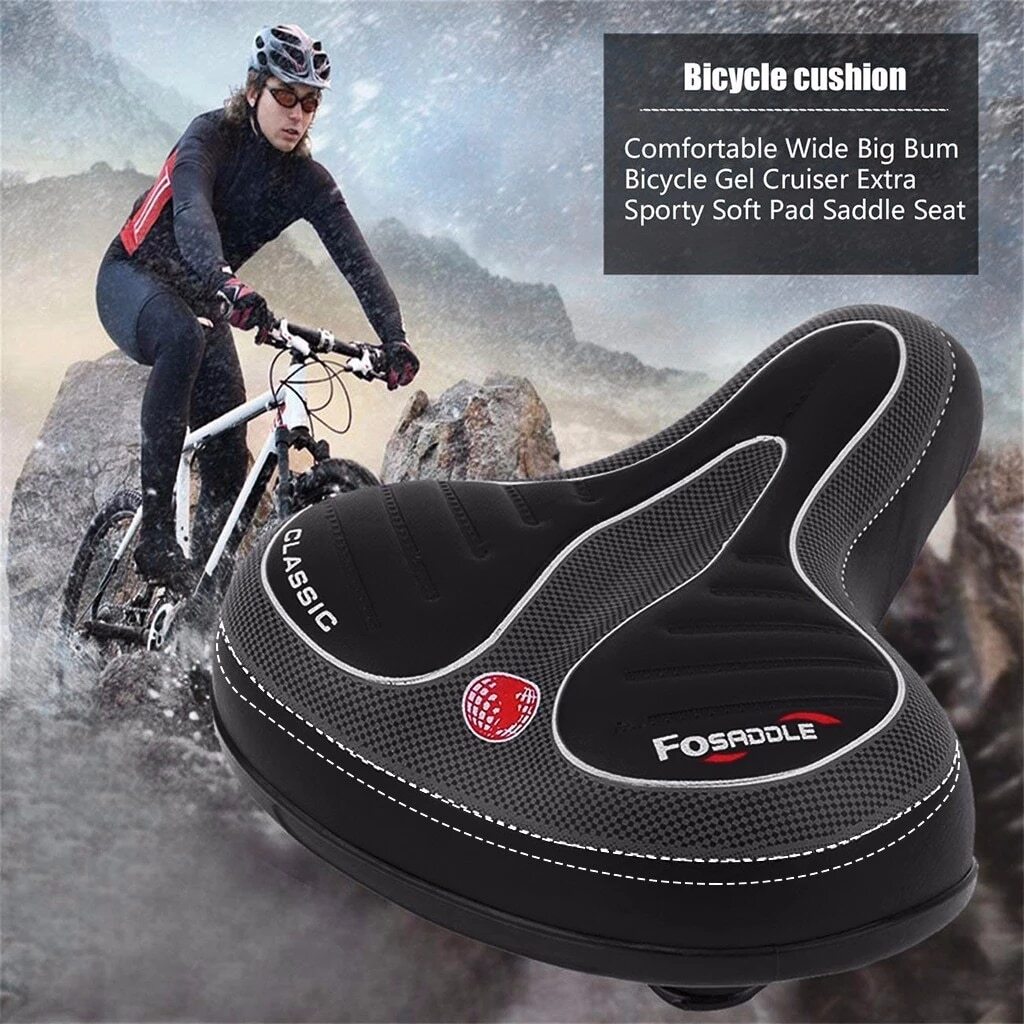 Bike Comfort Wide Big Bum Bicycle Gel Cushion Extra Soft Sporty Saddle Seat Pad