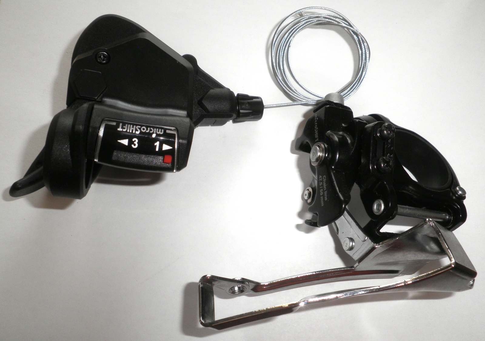 microSHIFT MEZZO 3-speed FRONT DERAILLEUR/SHIFTER MOUNTAIN BIKE PARTS 286-3
