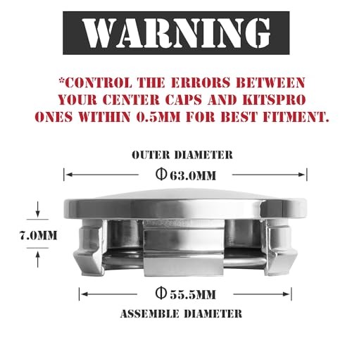 2.5Inch 63MM Wheel Center Caps for Dodge RAM Outer 63MM , Inner 56MM Chrome