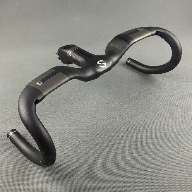 Carbon Fiber Road Bike Drop bar Bicycle Integrated Handlebar Stem 28.6mm 44*10cm