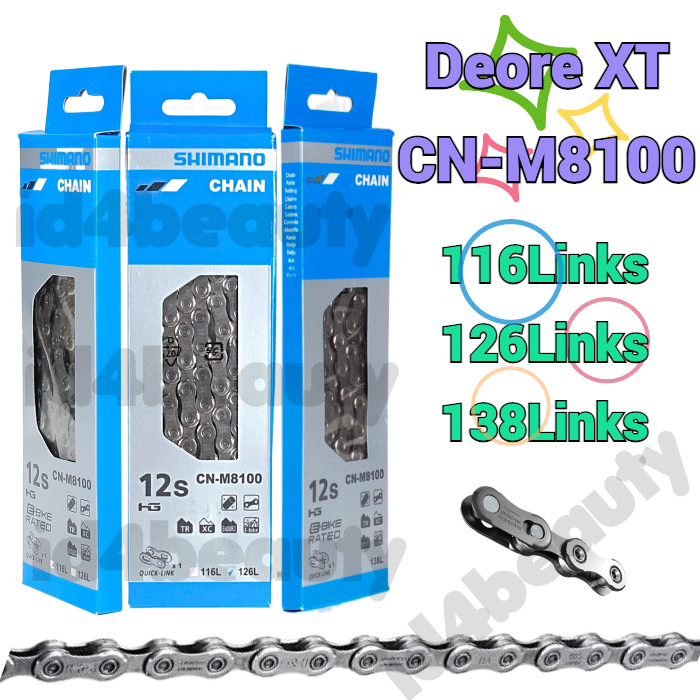 Shimano Deore XT M8100 Chain 12s 116/126/138 Links for option w/Quick Link NIB