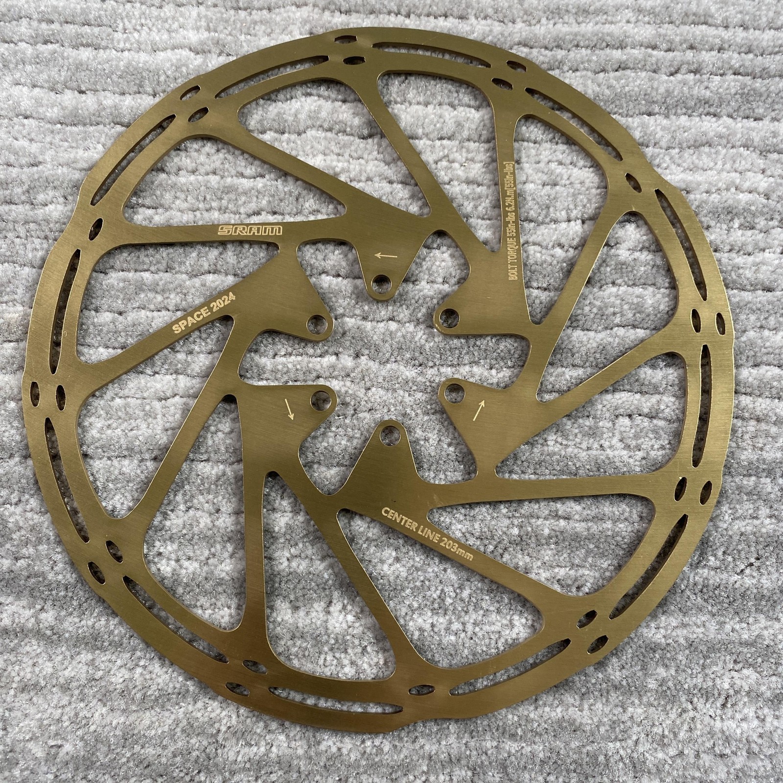 SRAM CenterLine Disc Brake Rotor 203mm 6-Bolt Gold Steel Avid MTB Road Bike