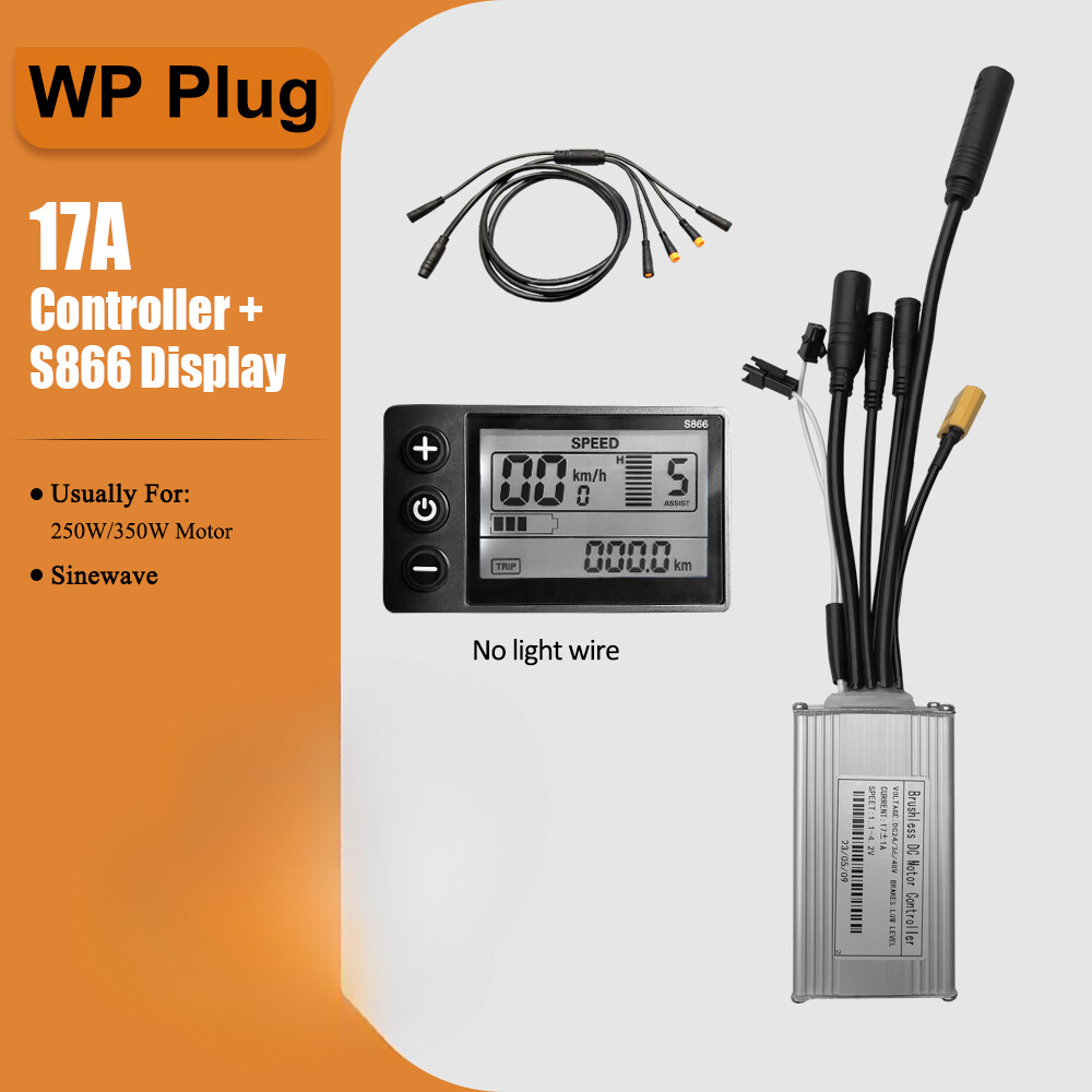 E-bike Three-Mode Sine Wave Controller 36V 48V 17A with S866/CS866 LCD Display