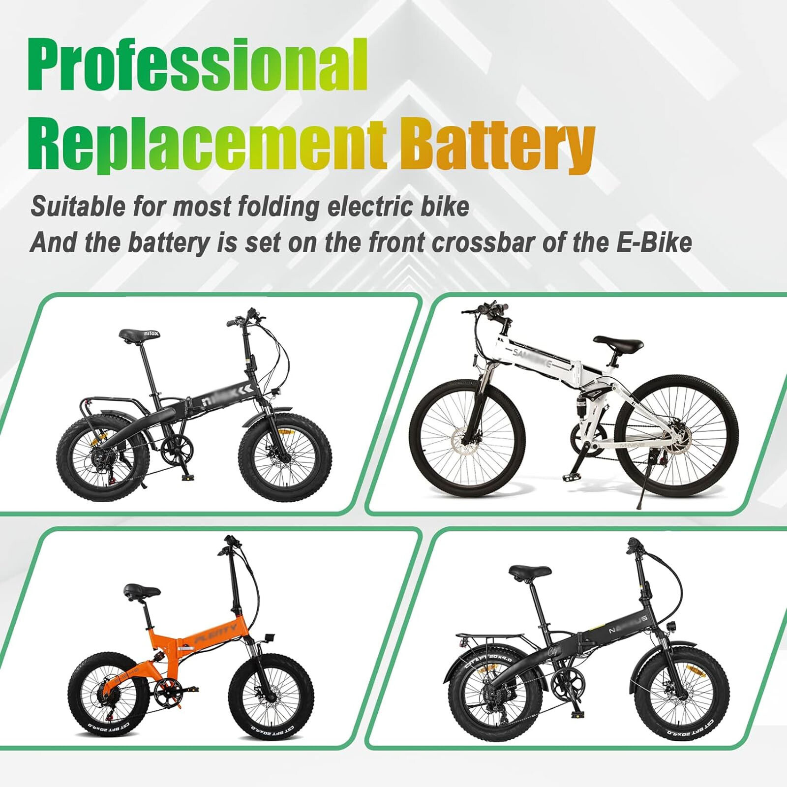 Folding Ebike Battery 10AH 48V Lithium Battery Replacement Electric Bike E bike