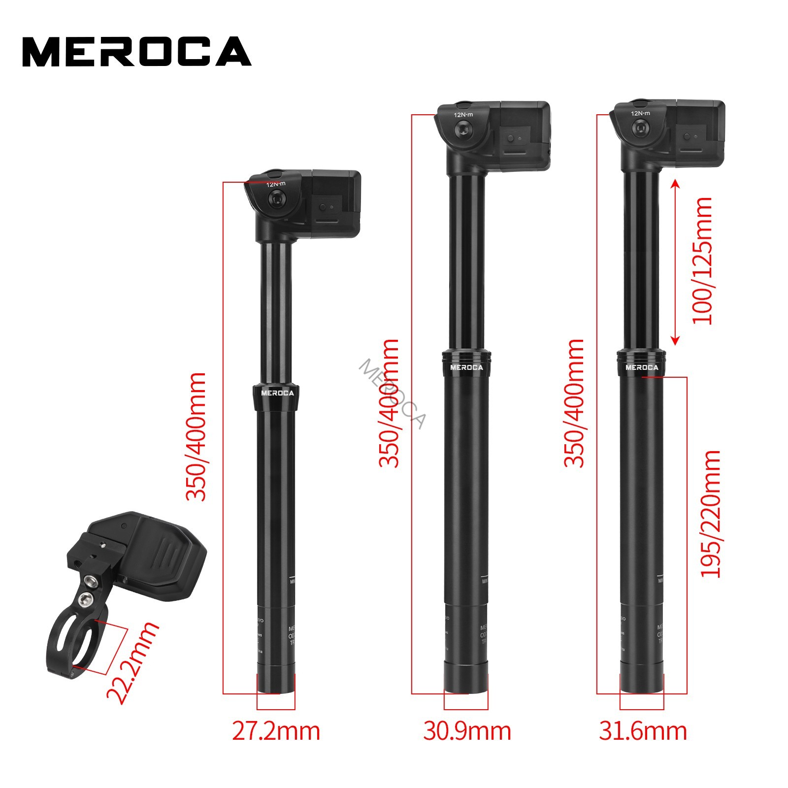MEROCA Wireless Electronic Dropper Seatpost Bluetooth Seat Post 100/125/150mm
