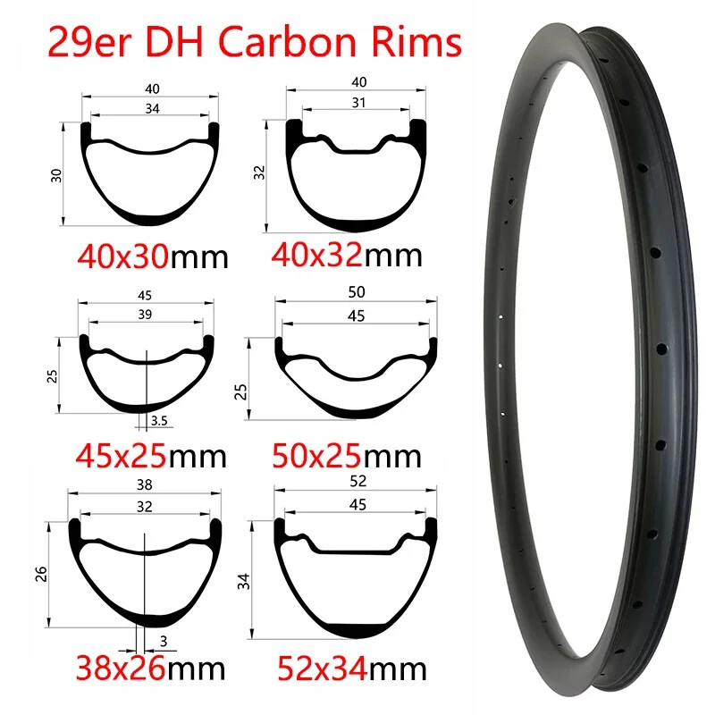 29er Downhill Bicycle Carbon Fiber Rims Tubeless Clincher Mountain Bike Wheels