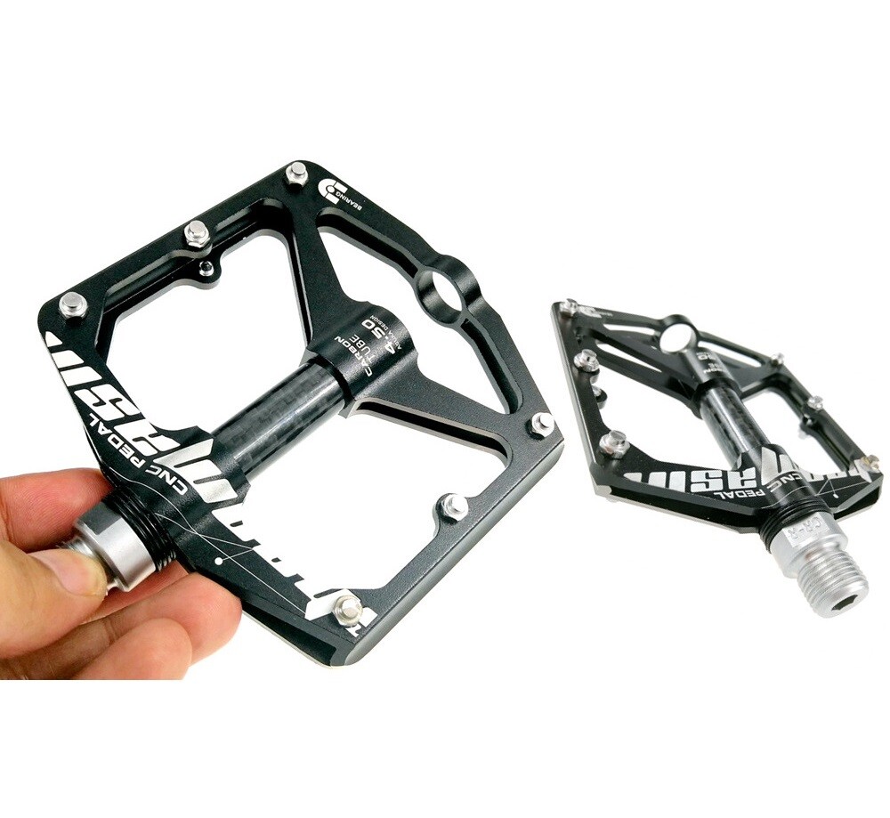 Aluminum Carbon Road MTB Mountain Bike XC AM Bicycle Pedal 3 Bearing Flat Pedals