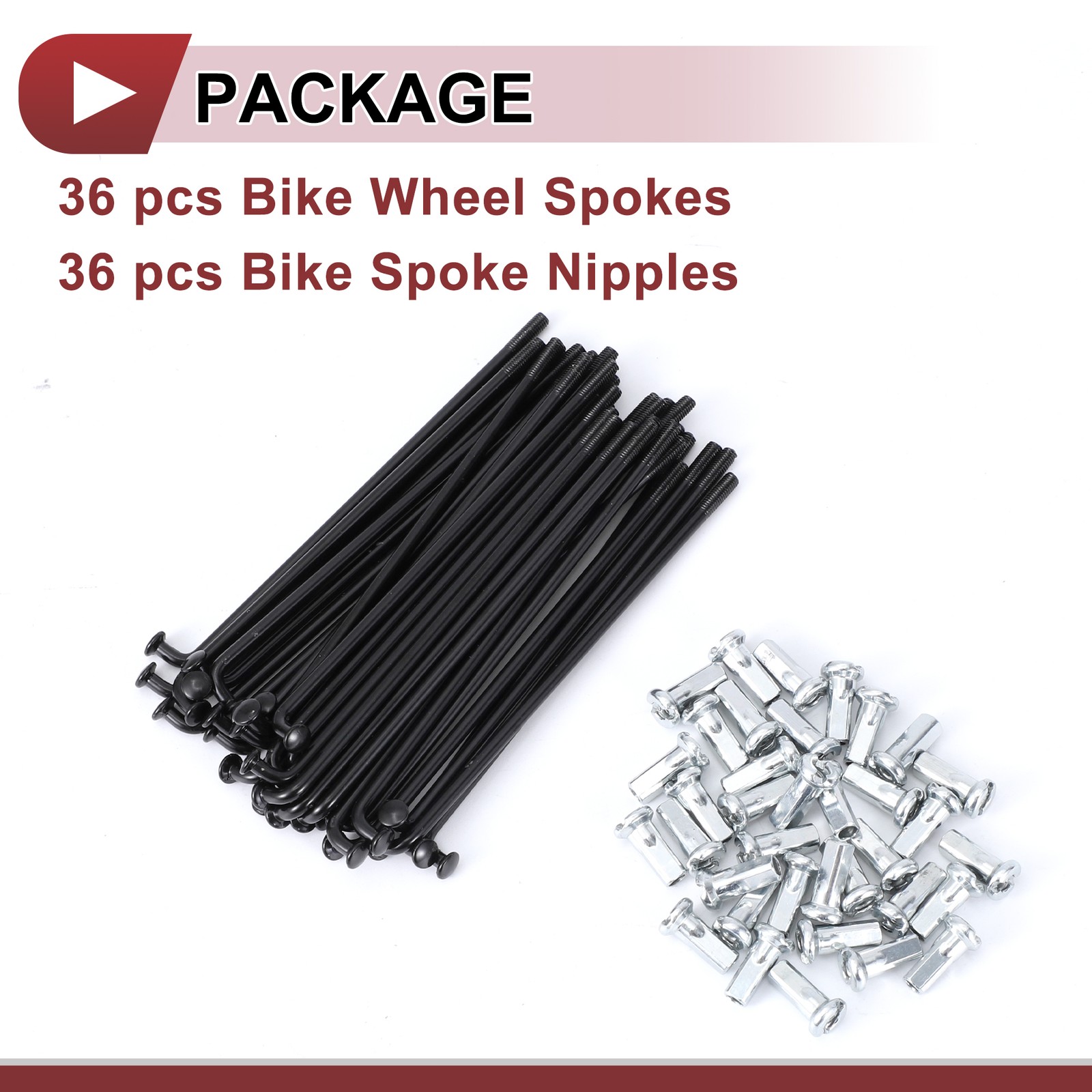 36 Set 12G Bicycle Spokes 89mm Bike Wheel Spokes 45 Steel Black