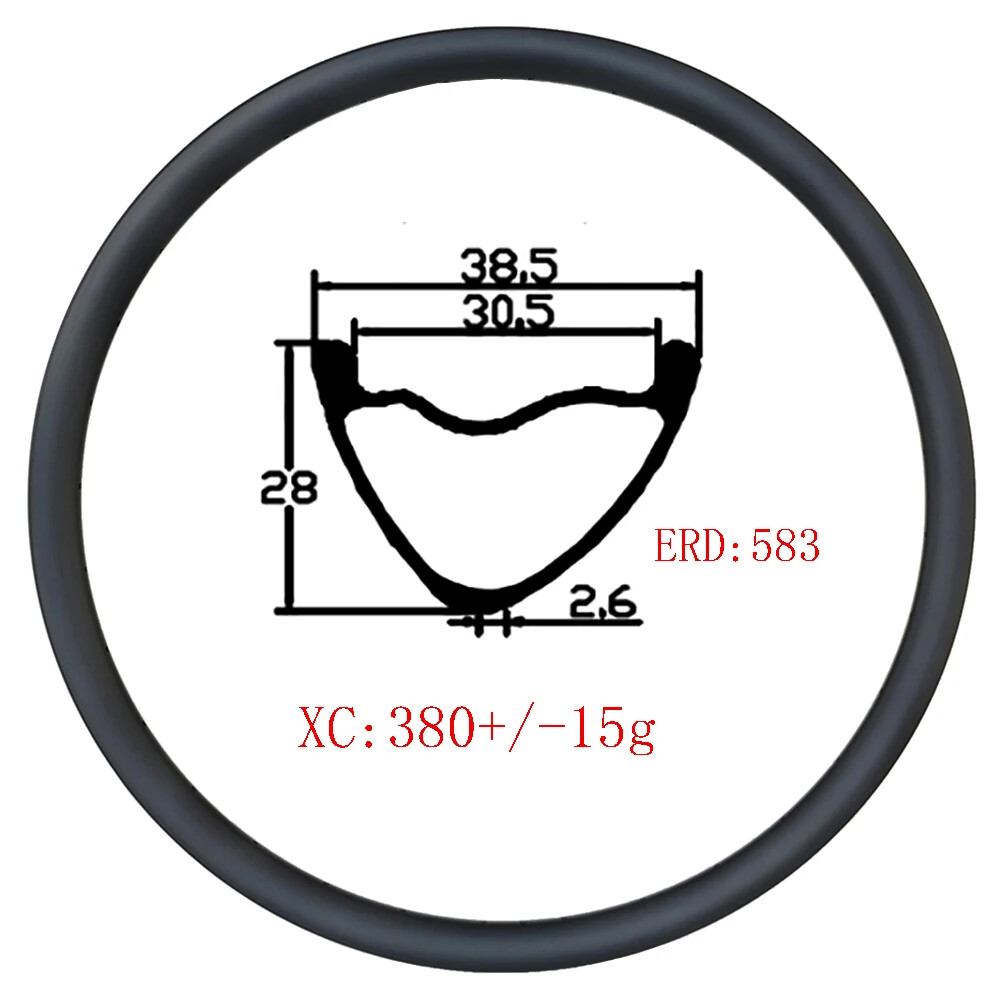 29er Gravel XC AM Bike Asymmetric Hookless Carbon Rim 28*38mm 24H 28H 32H UD 3K