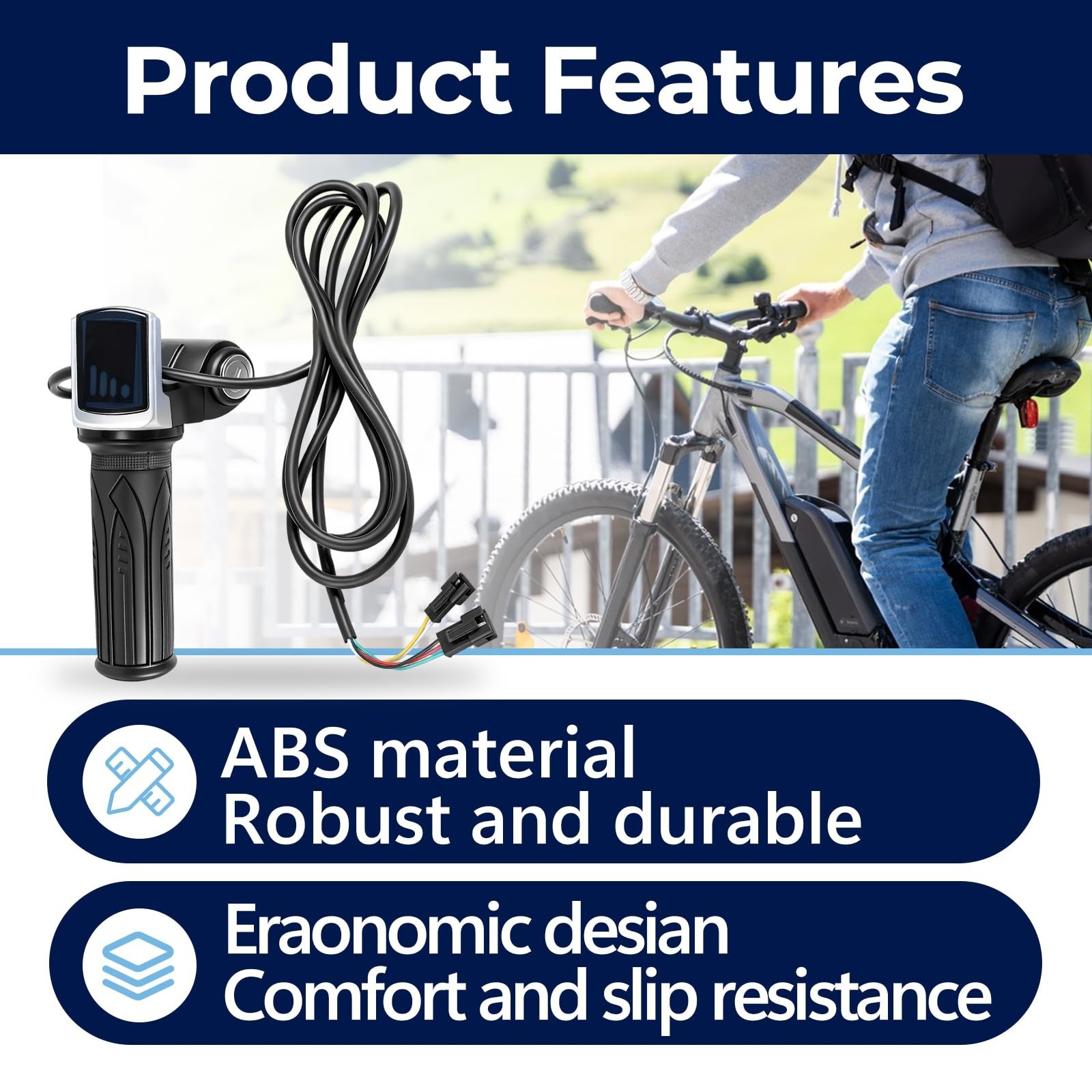 48V Half Twist Throttle with LED Display Grip Lock Key Set, Electric Scooter …