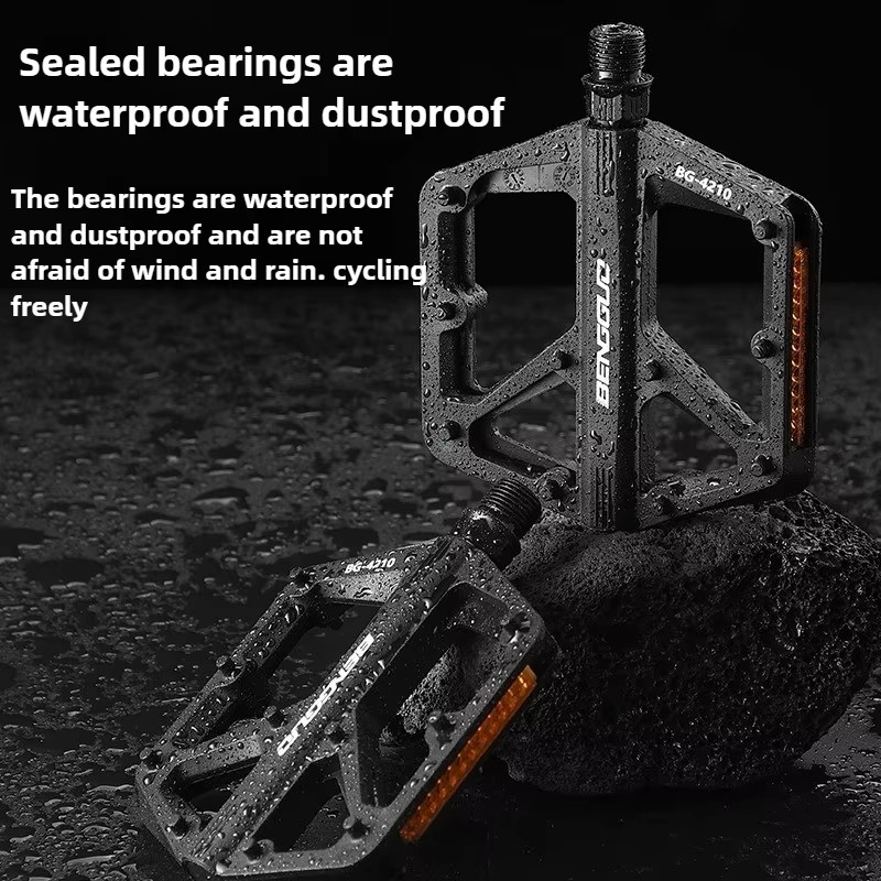 Double DU Bearing Ultralight Bike Pedals with Reflector Mountain Road Bike Flat