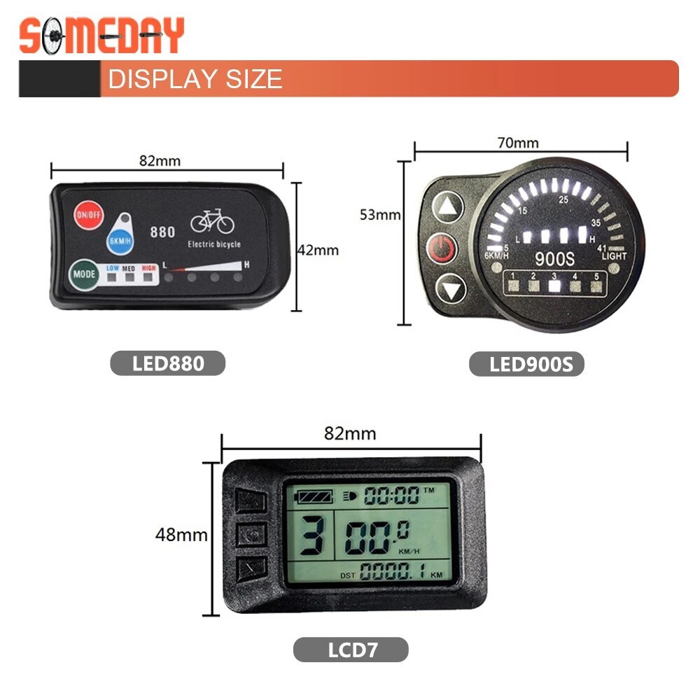 E-bike LCD LED Display Waterproof SM Plug 24V 36V 48V 72V for Ebike Display