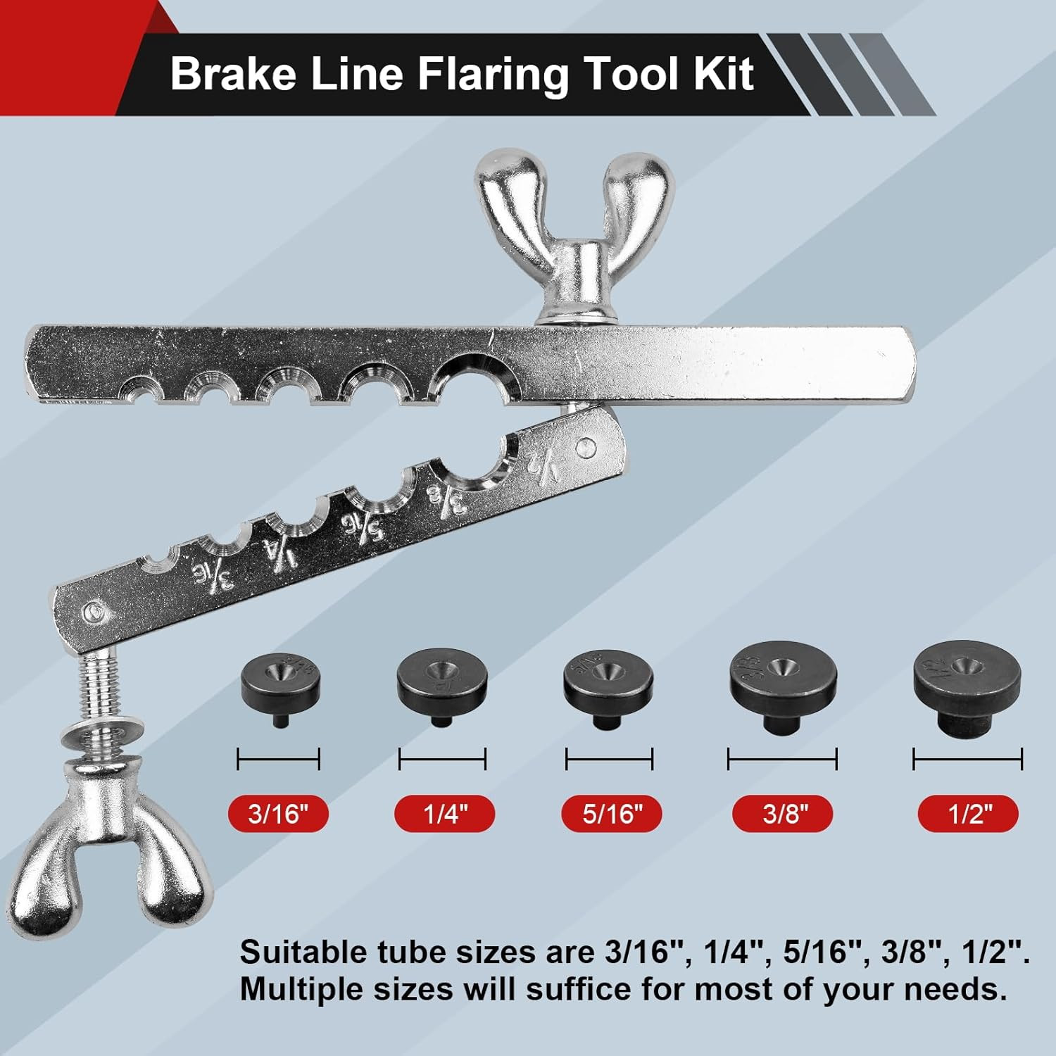 Brake Line Double & Single Flaring Tool Kit with Tubing Cutter, Brake Line Repai