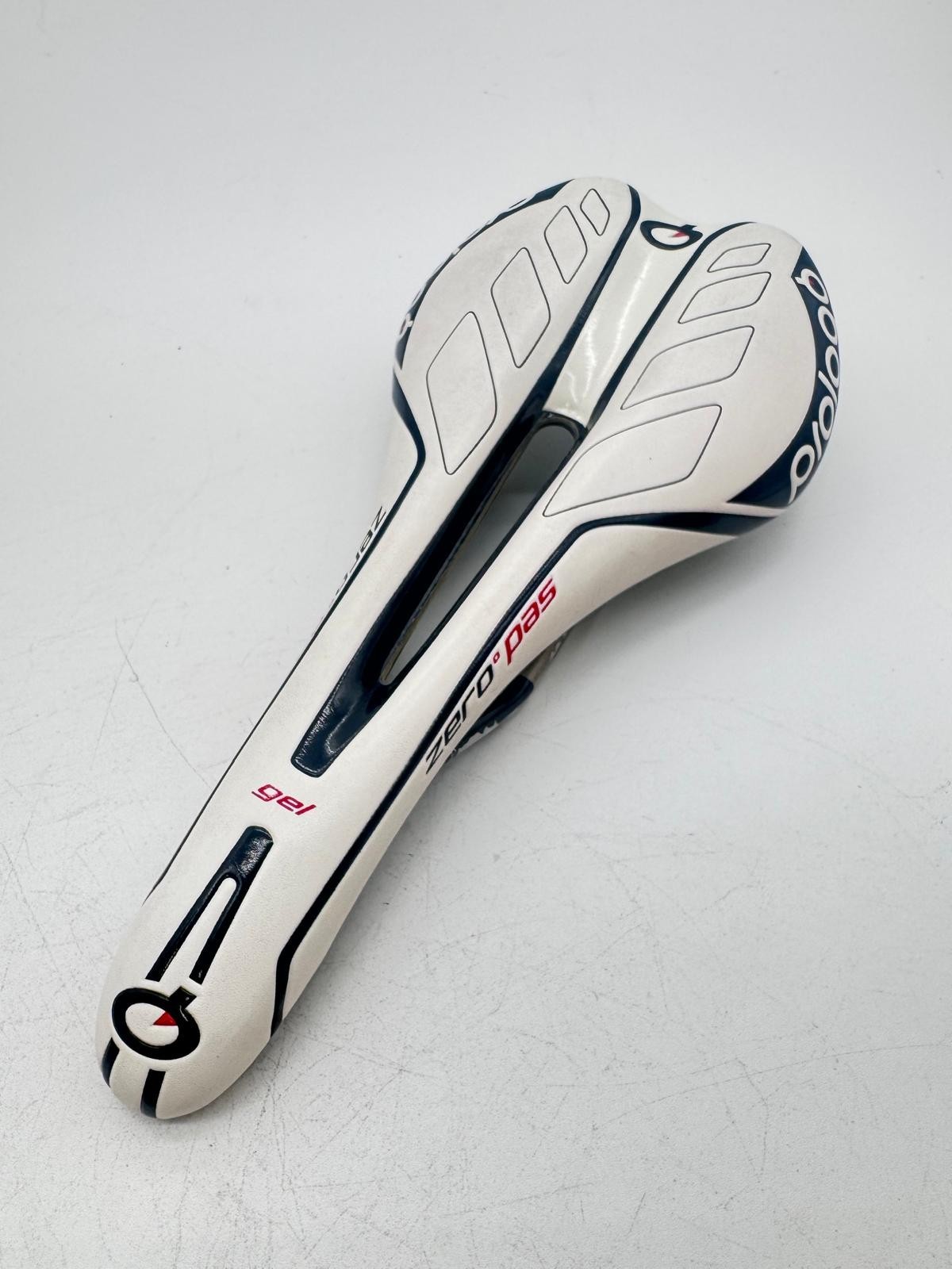 Prologo Zero Pass Gel Bicycle Saddle Pro White, Red and Black