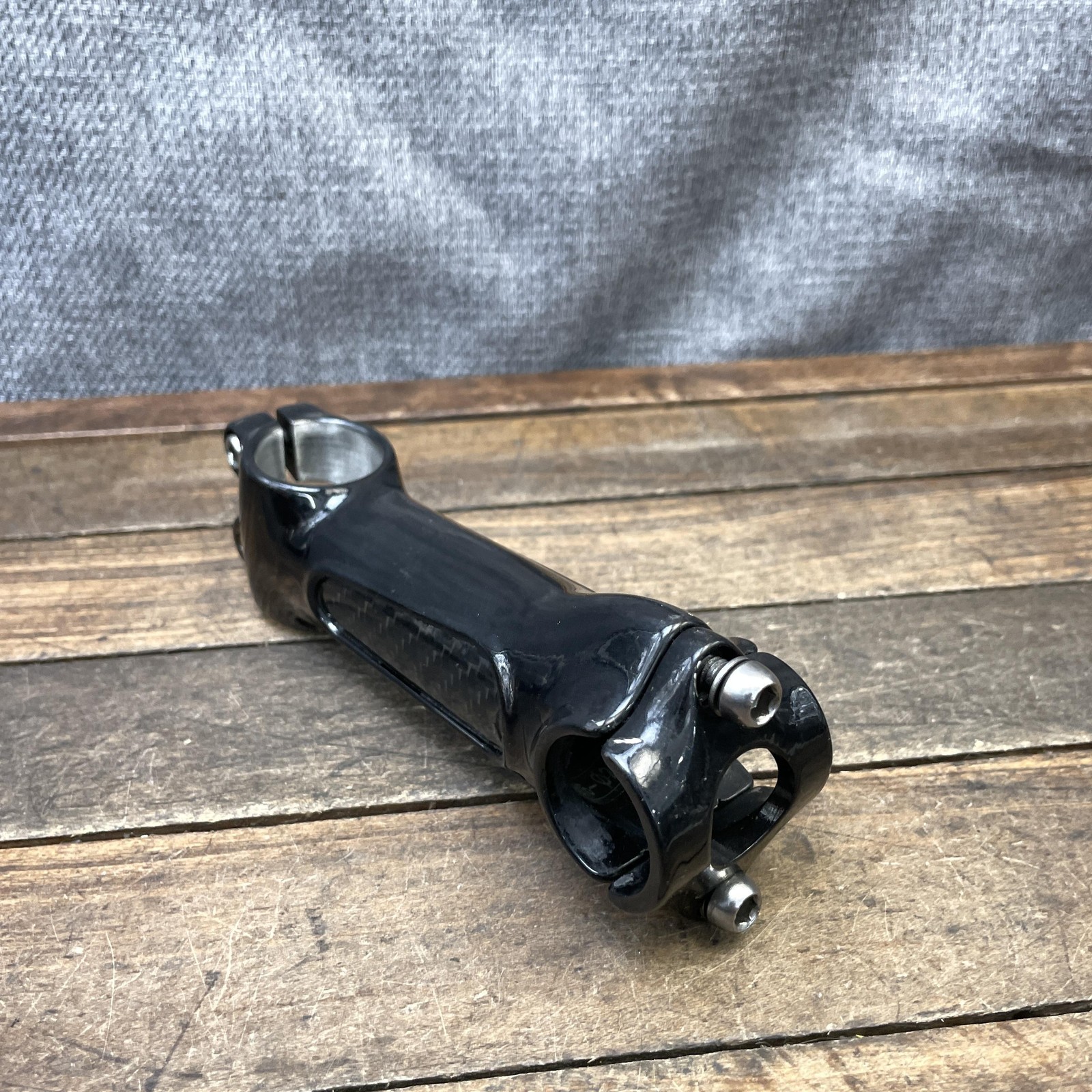 Bike Stem 1 1/8 Threadless Black Carbon Fiber Center 25.4 mm Clamp