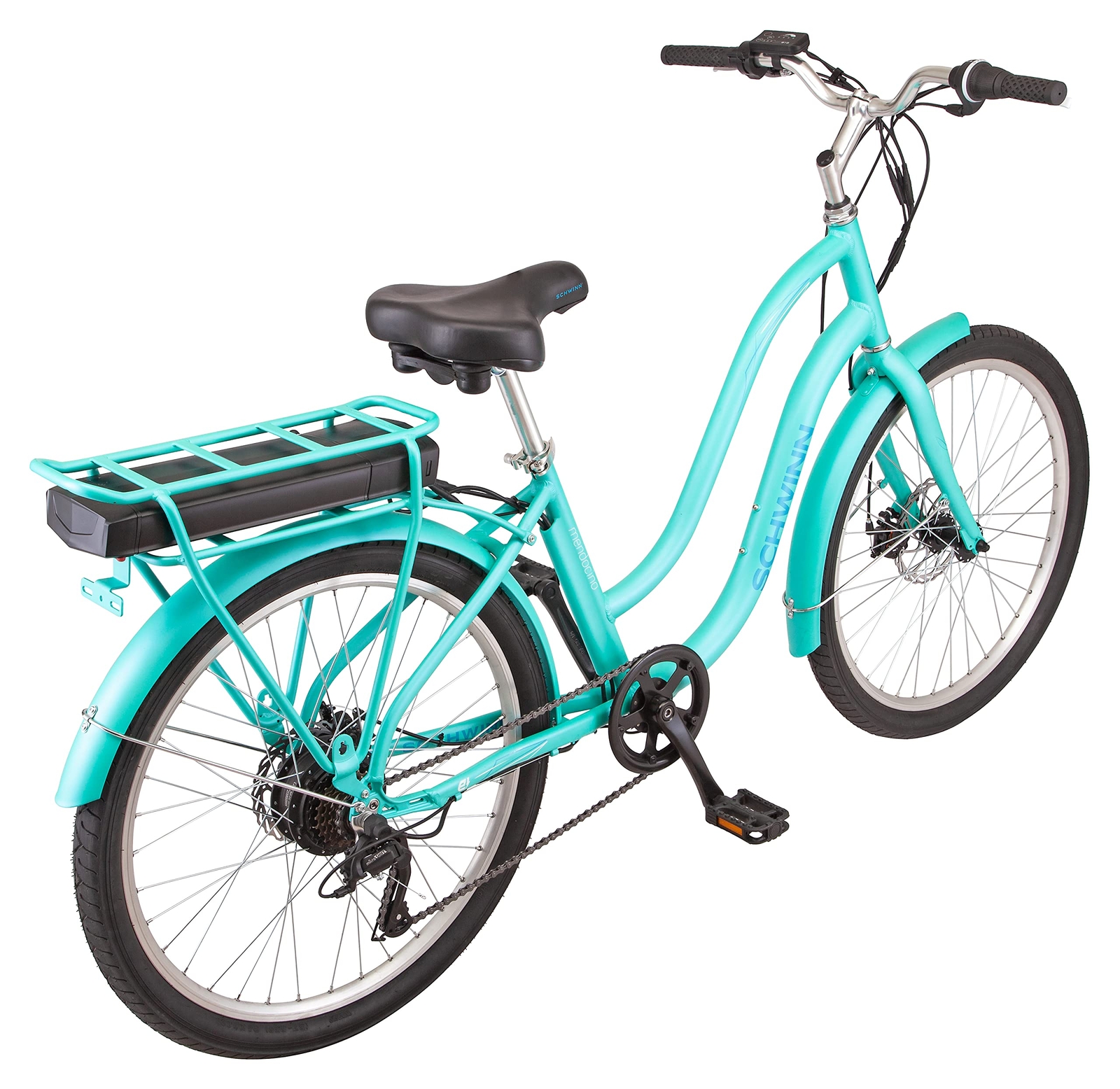 Schwinn 20MPH eBike, Up to 35-55 Miles 26-Inch Wheels, 6-Speed,Mint Green