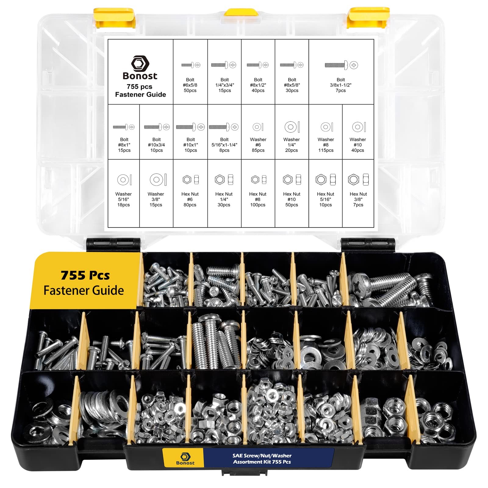Bonost 2300-pc Hardware Assortment Kit: Metric & SAE Screws, Nuts, Bolts, Washer