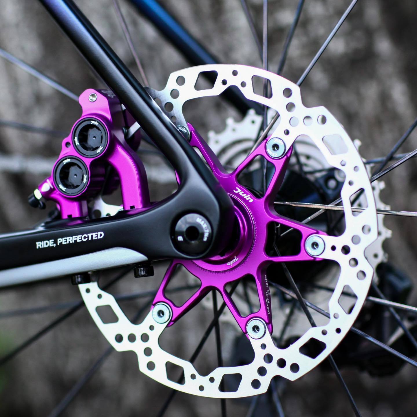 Juin Tech RT01 Purple Centerlock Floating Rotors 160/140mm Pair Road Bike Upgrad