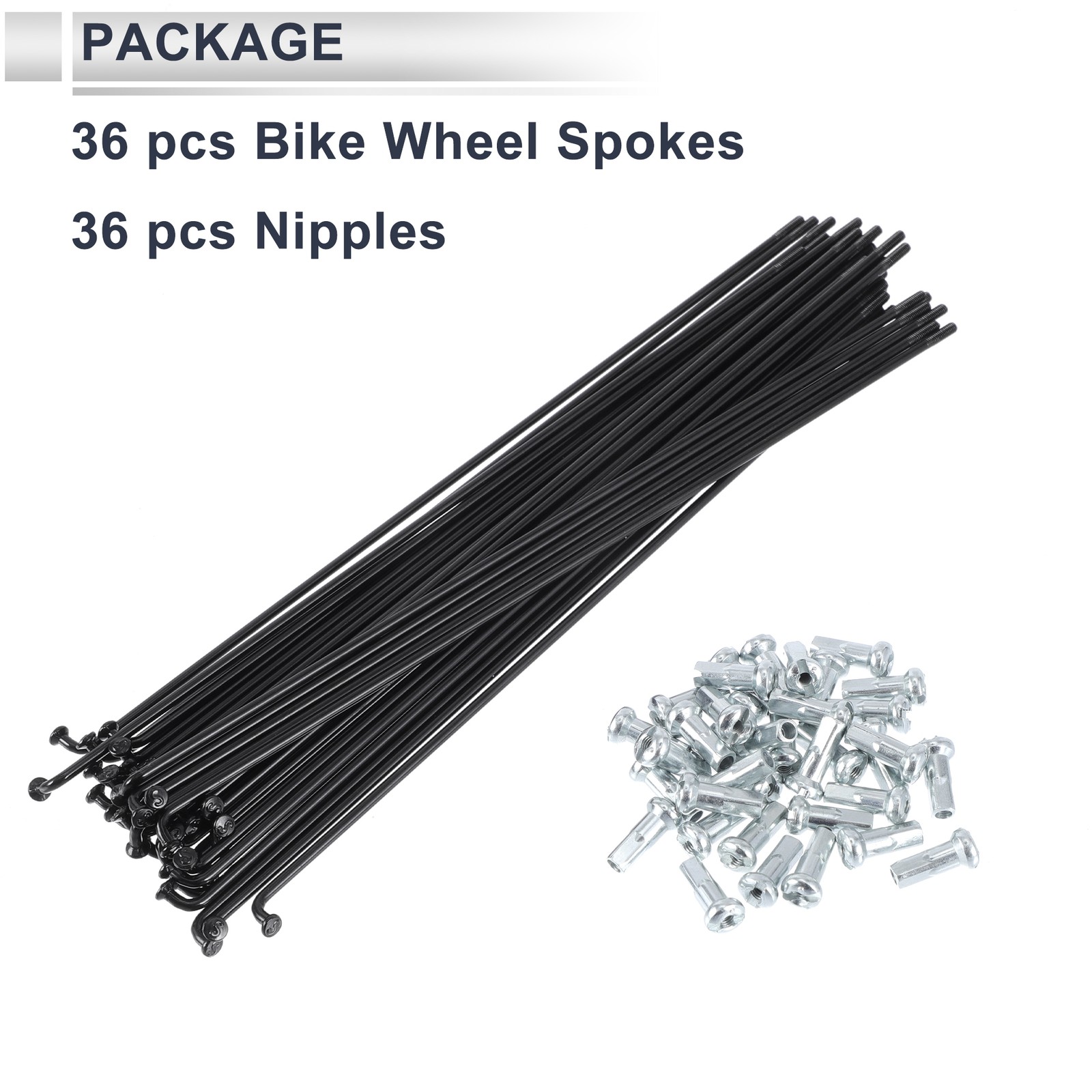1 Set 13G 203mm Length Bicycle Spokes Nipple 45 Steel Black Universal