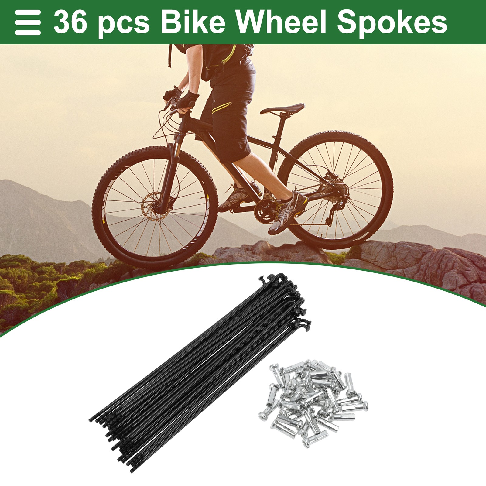 1 Set 14G 139mm Length Bicycle Spokes Nipple Carbon Steel Black Universal