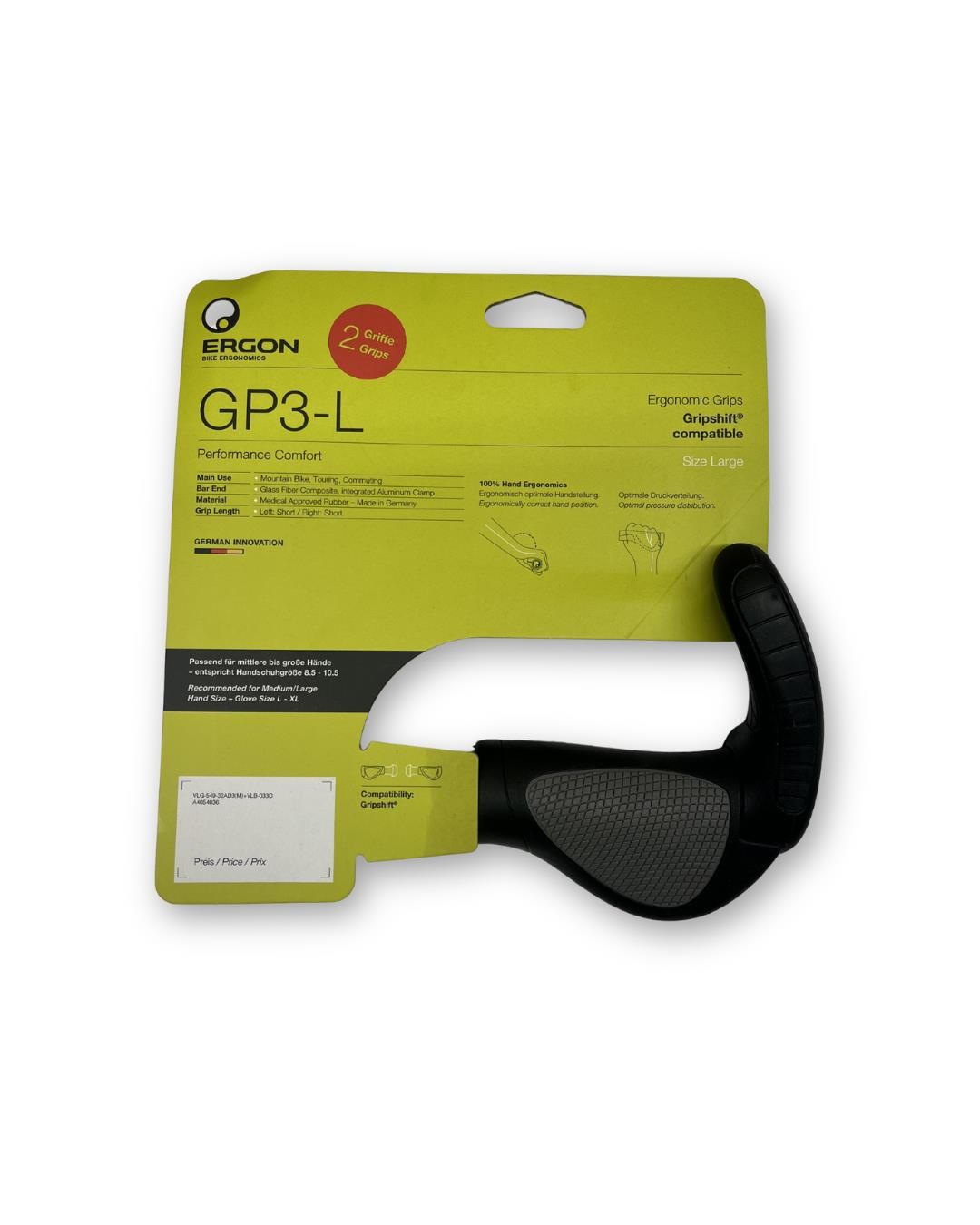 Ergon GP3-L Lock On Twist Shift Grips Large Black Gray New
