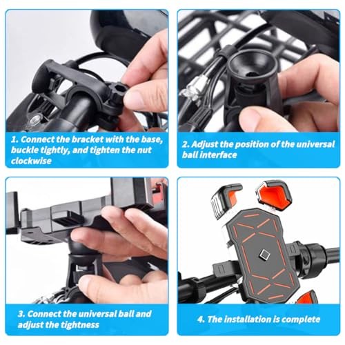 Motorcycle Phone Mount, ABS Quick Release Bike Phone Holder for 4.7» Blue