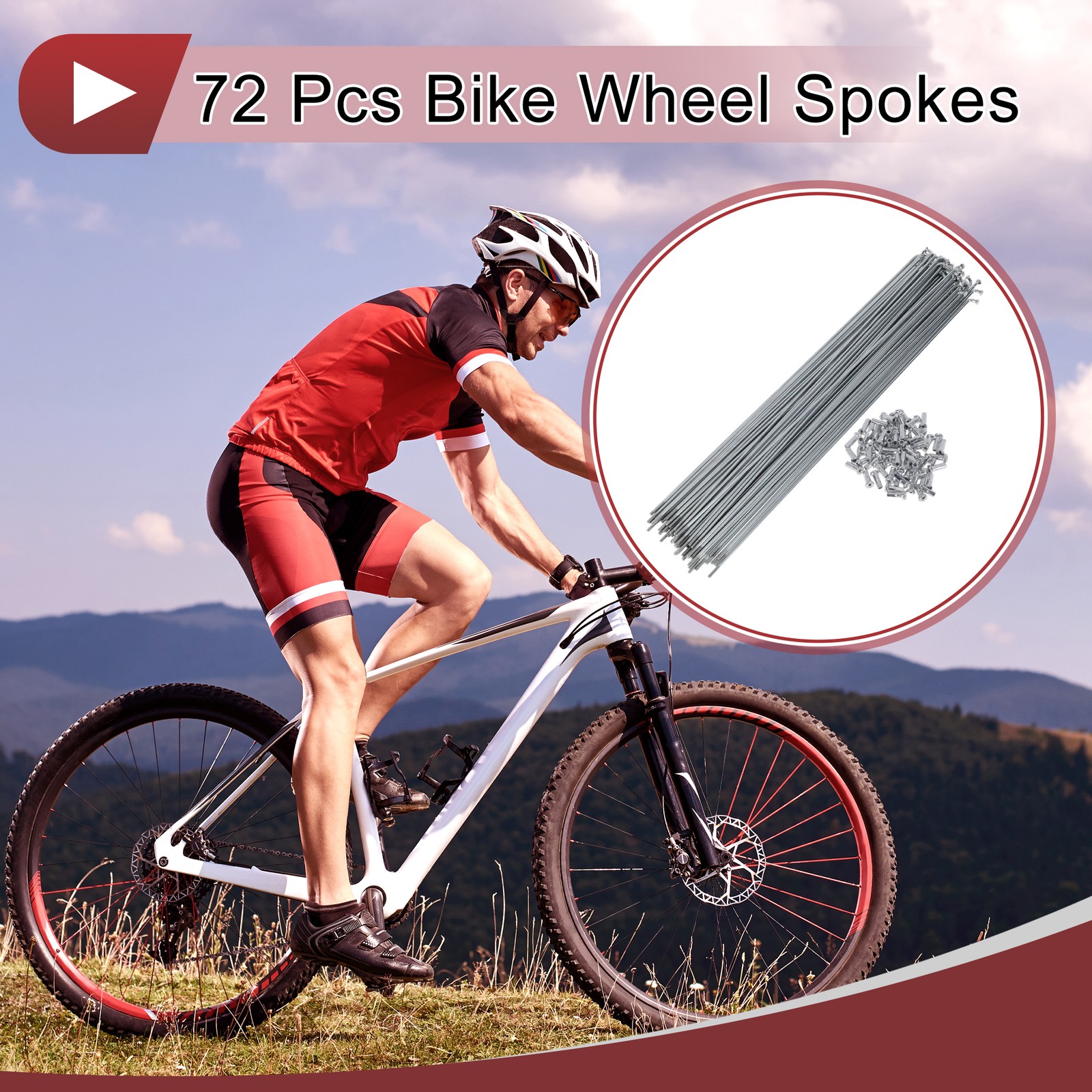 72 Set 14G Bicycle Spokes 270mm Bike Wheel Spokes Carbon Steel Galvanized