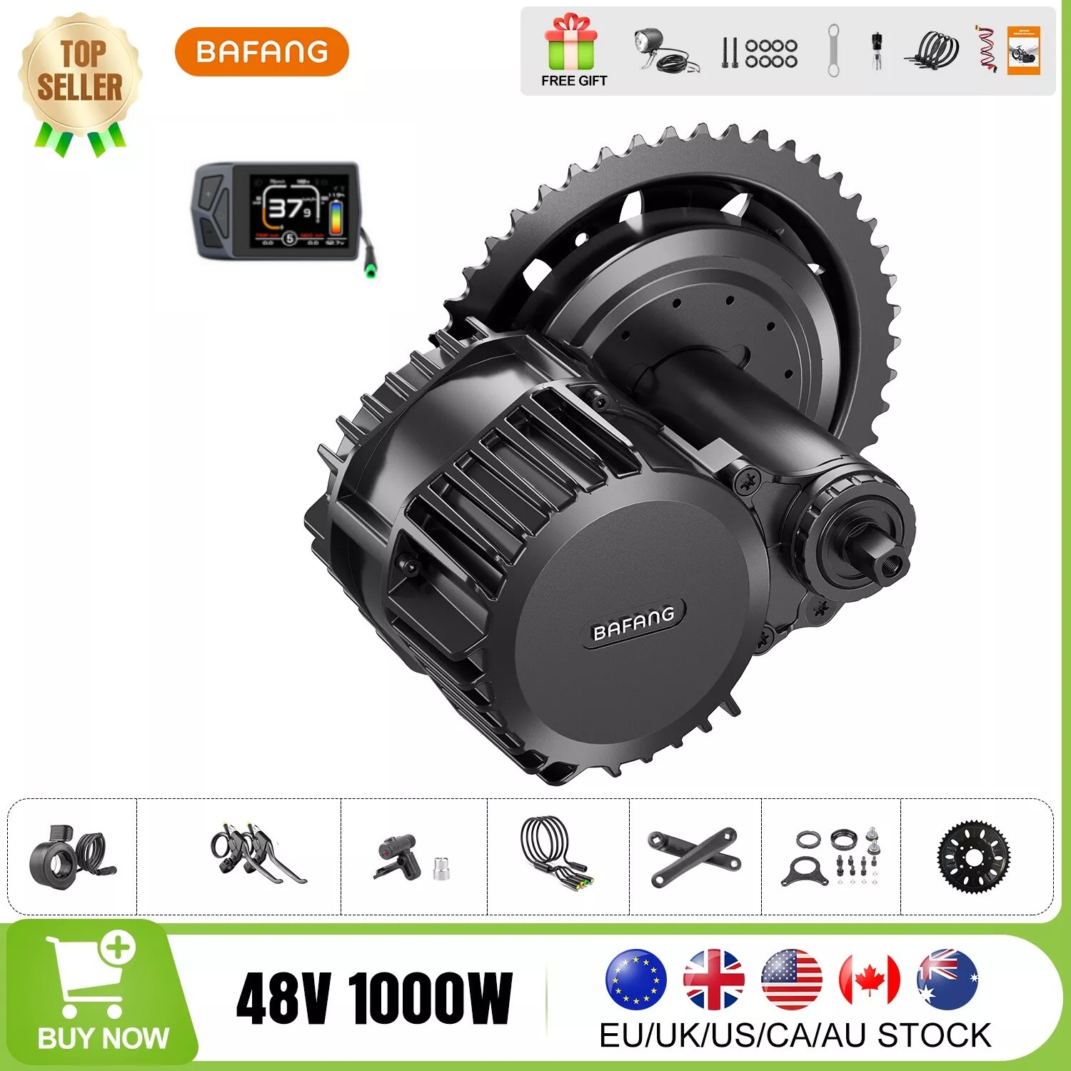 48V1000W68mm Bafang Mid Drive Motor EKD01 Display Electric Bicycle Conversion