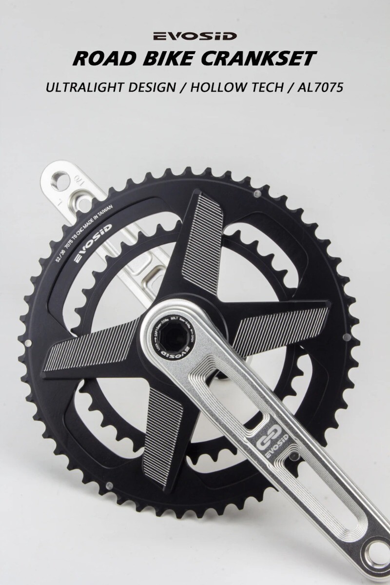Road Bike Hollow Tech Crankset 52-36T 165mm Crank with Bracket Double Chainring