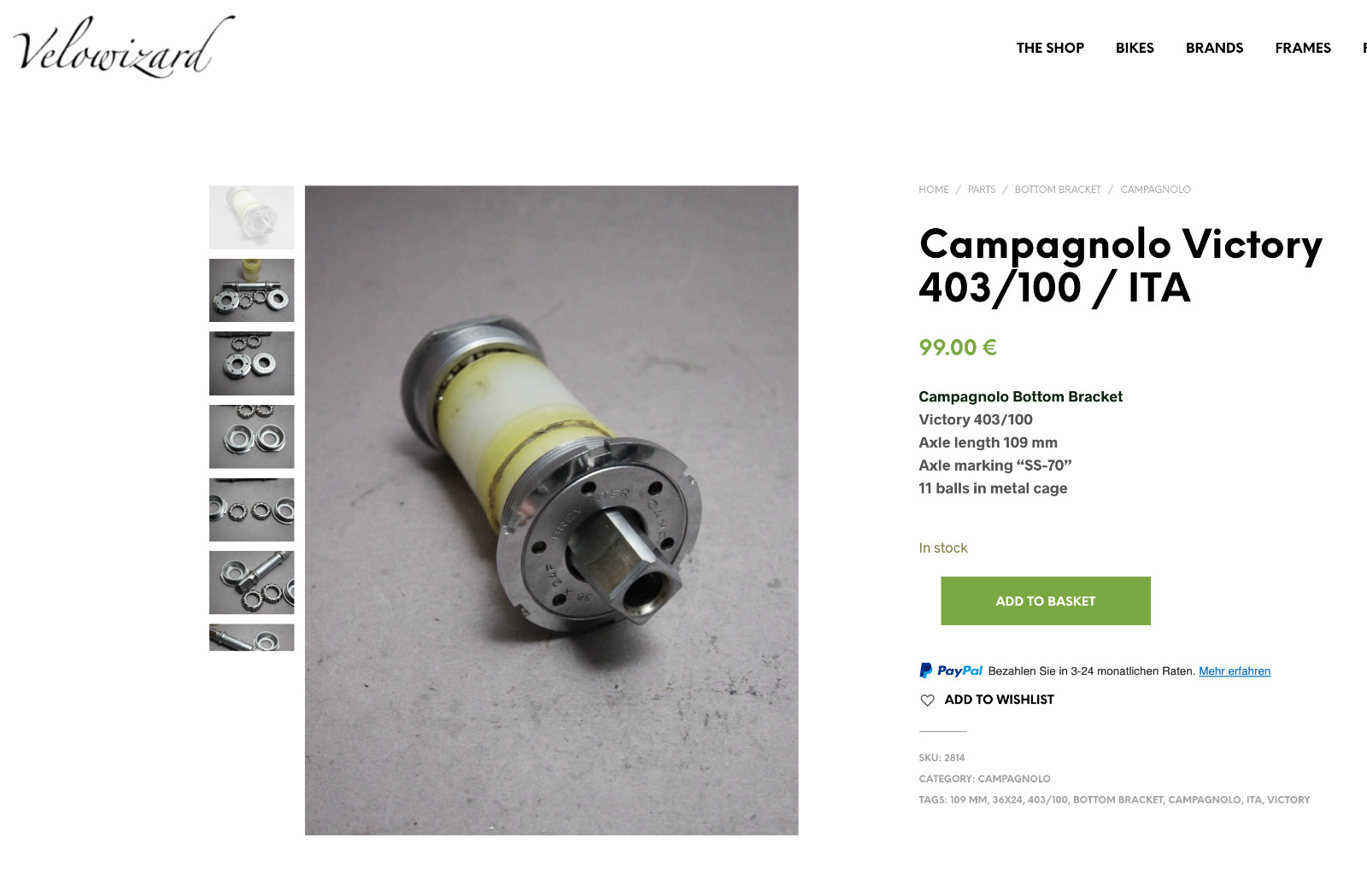 Campagnolo Victory 403/100 70 SS Bottom Bracket / ITA / 109mm / 70-SS