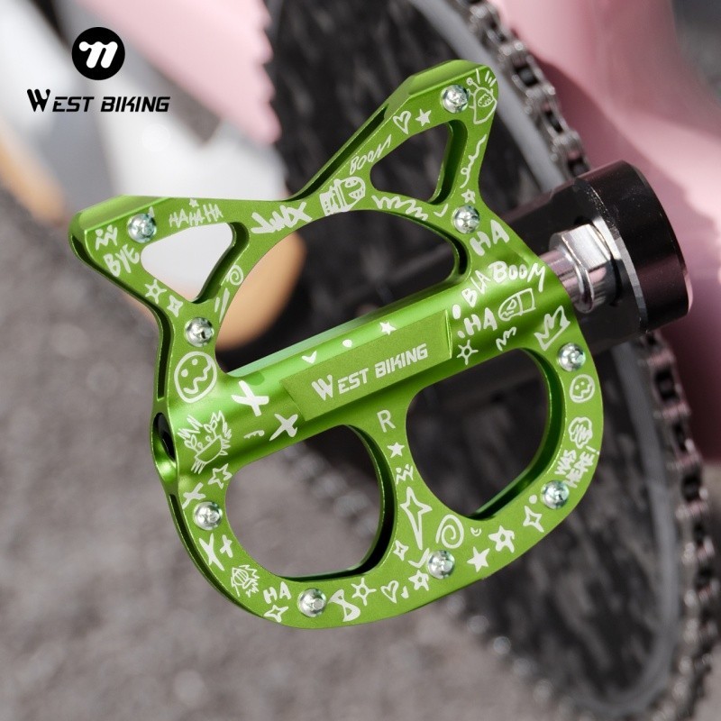 West Biking Cats Cycling Platform Pedals 3 Bearings Aluminum Bicycle Pedals