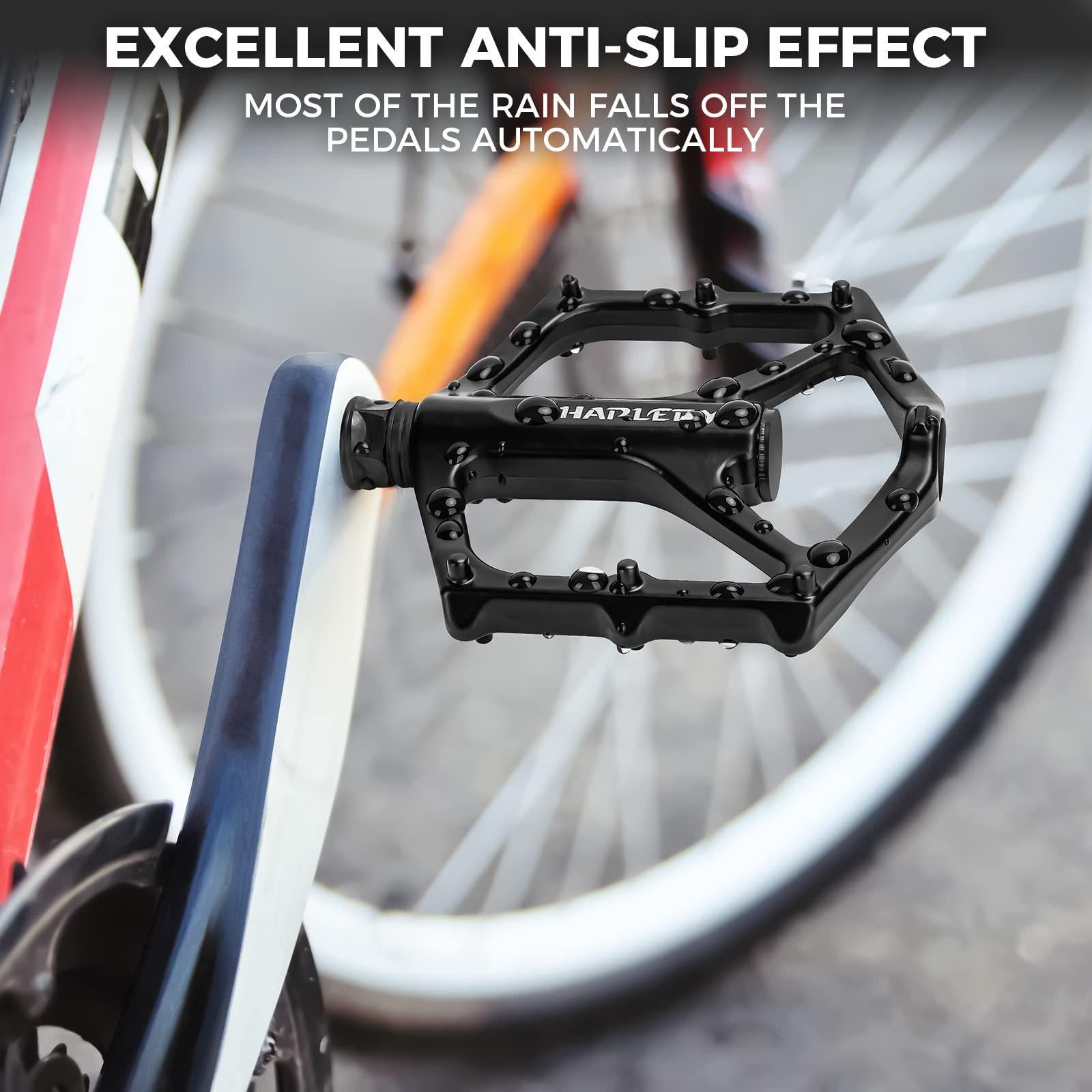 Hapleby Premium Bike Pedals of 9/16 Inch, Professional Black