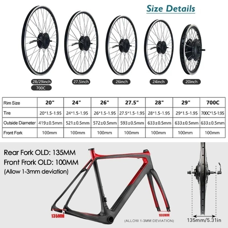 36V/48V 250W/350W/500W MTB E-bike Front/Rear Brushless Gear Hub High Speed Motor
