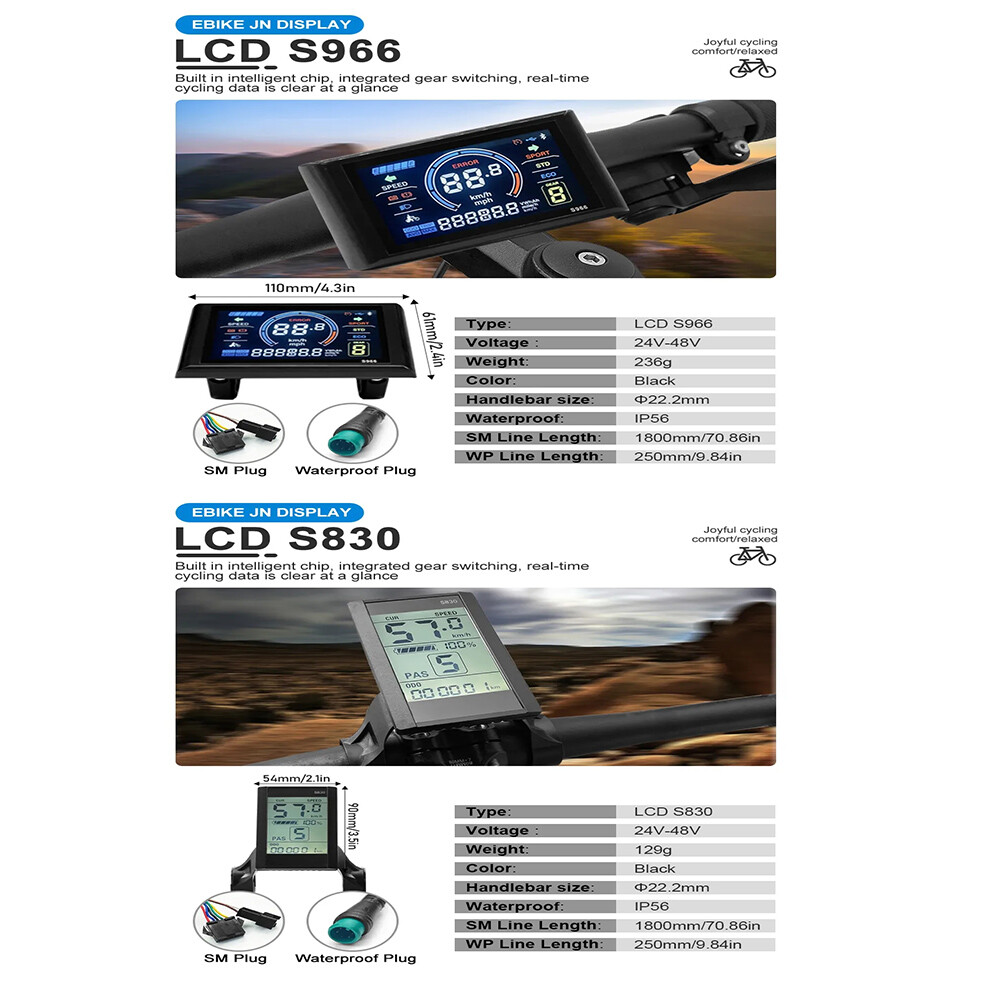 Electric Bicycle JN S866 S900 GD01 UKC1 UKC3 LCD SM/WP Plug Ebike Color Display