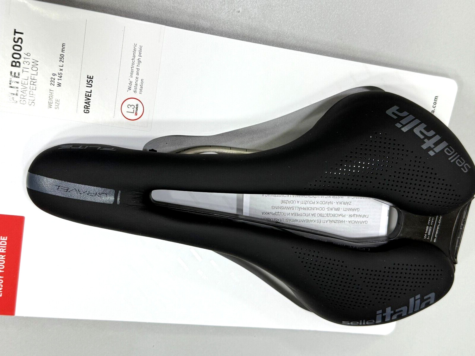 Selle Italia Flite Boost Gravel Ti316 Superflow L3(145x250mm) Saddle Black