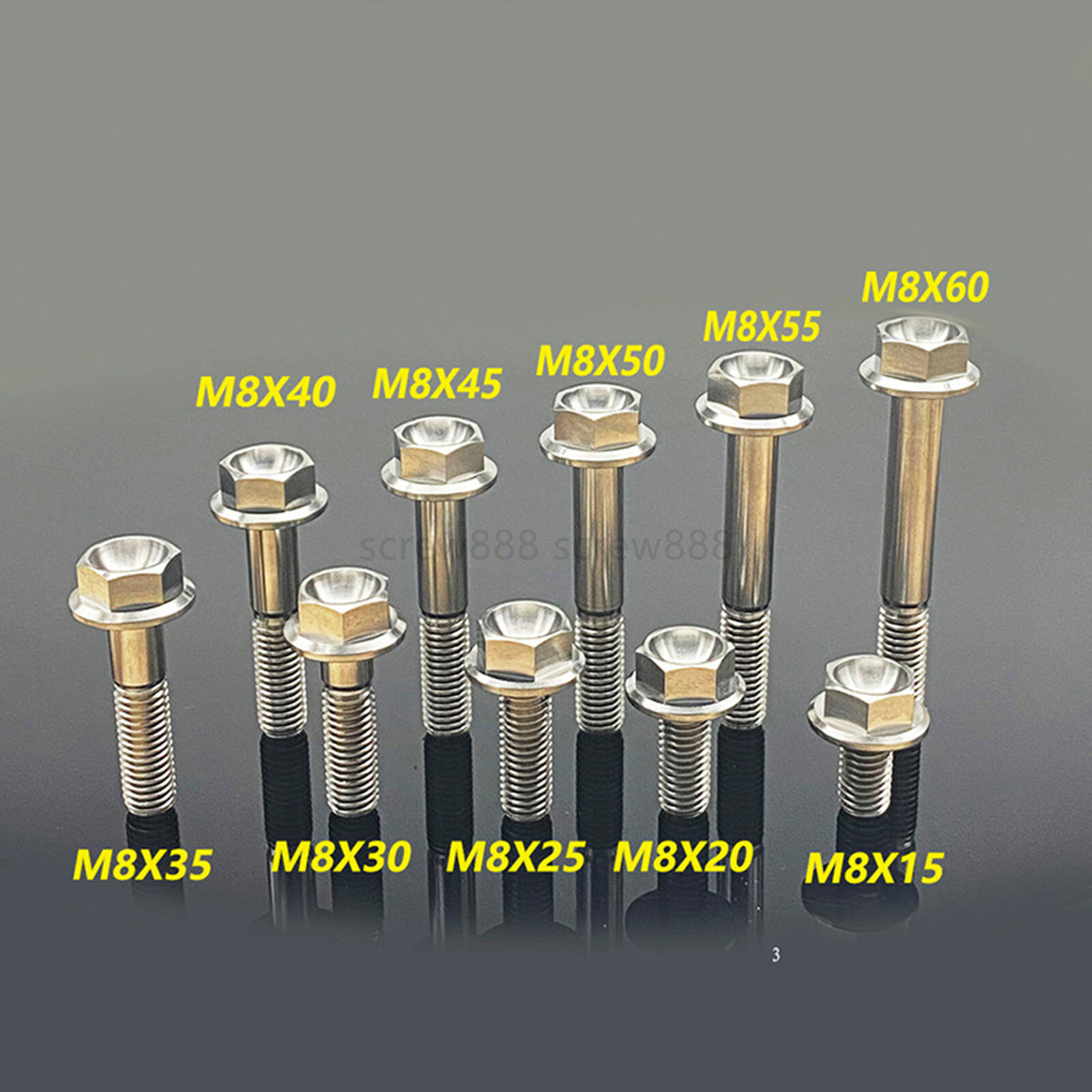 M8 Titanium Bolts Small Flange Head Hex Screw 15 20 25 30 35 40 45 50 55 60 65mm