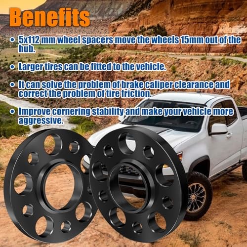 15mm 5×112 Wheel Spacers Fit for Most Newer A4 S4 A5 S5 A6 5/8″ ( 15mm )Thick