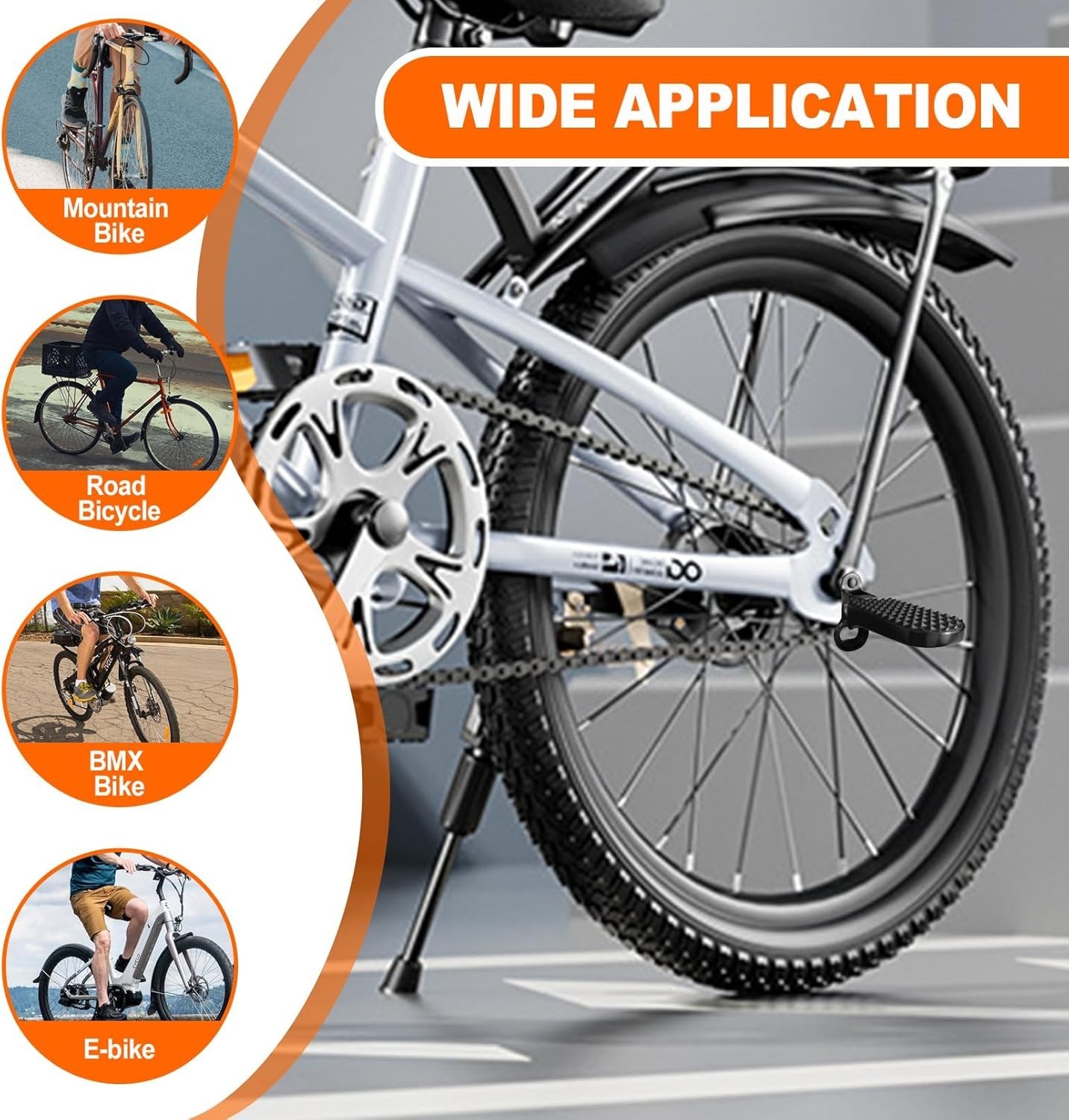 1 Pair Bike Rear Pedals,Mini Folding Bicycle Foot Pegs,Rear Seat Footrest Pedals