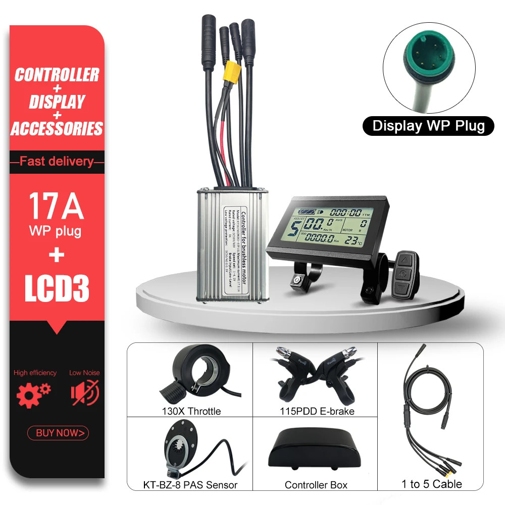 E-bike Sine Wave KT Controller 36V 48V 15A-30A with LCD3 LCD8H LED880 Display