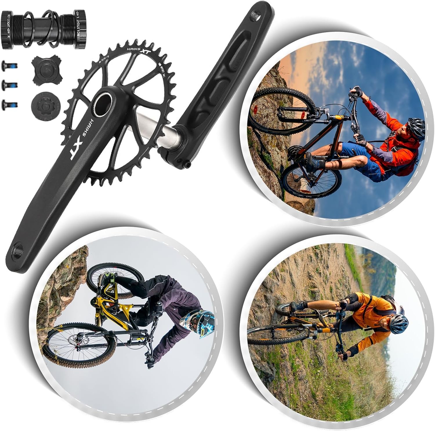 1x Mountain Bike Crankset 170mm with 34-40T Chainring & Bottom Bracket – 6061 Al