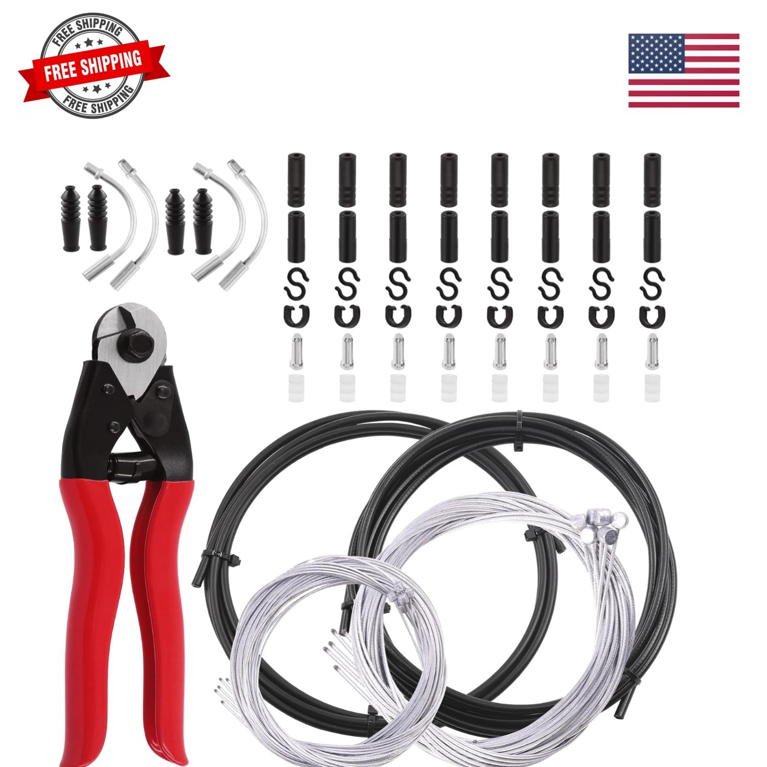 67Pcs Universal Bicycle Shifter Cable Housing with Bike Cable Cutter Kit, Bra…