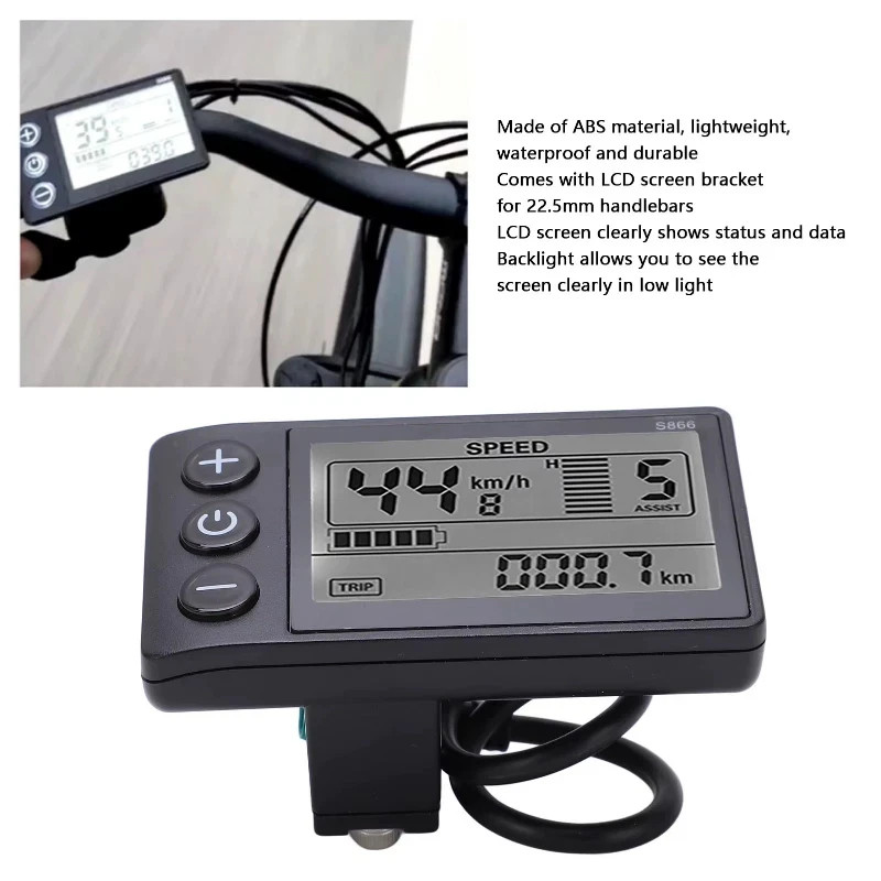 For E-bike Lcd Display 24V/36V/48V Mini E-Bicycle Electric Bike Speed Meter 2024