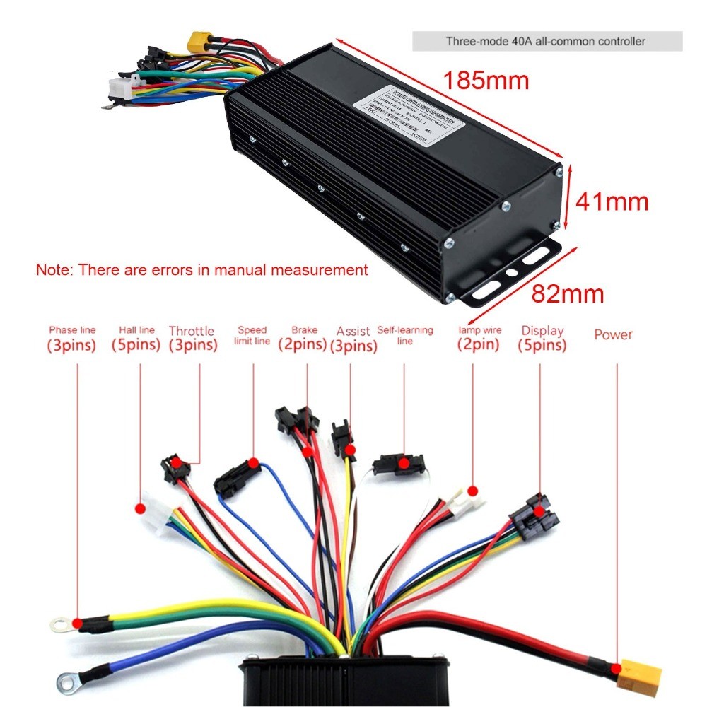 For 40A 1500W 2000W E Bikes 36V 48V 52V Brushless Controller With LCD Display