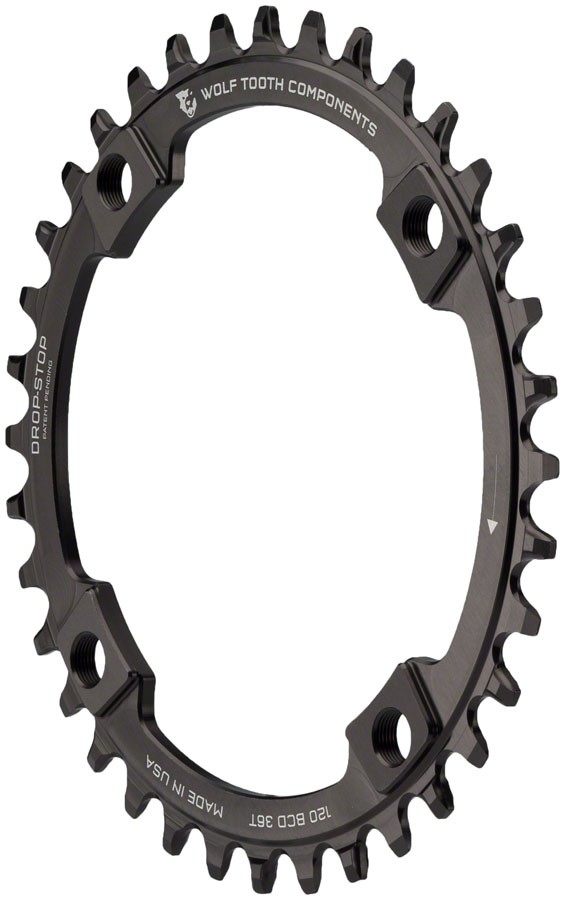 Wolf Tooth 120 BCD Chainring – 36t, 120 BCD, 4-Bolt, Drop-Stop A, Black