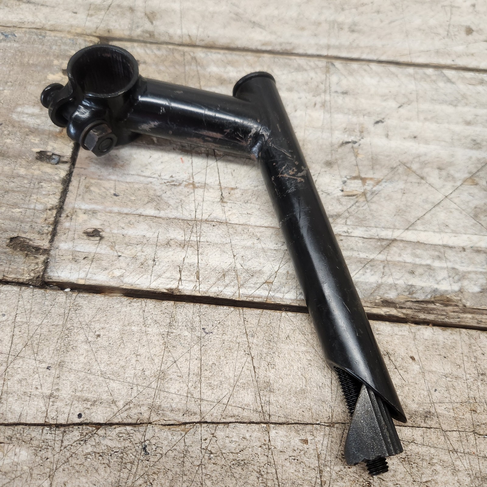 1990s Black Steel Bicycle Quill Stem 21.1mm Quill 25.4mm Clamp 80mm Reach