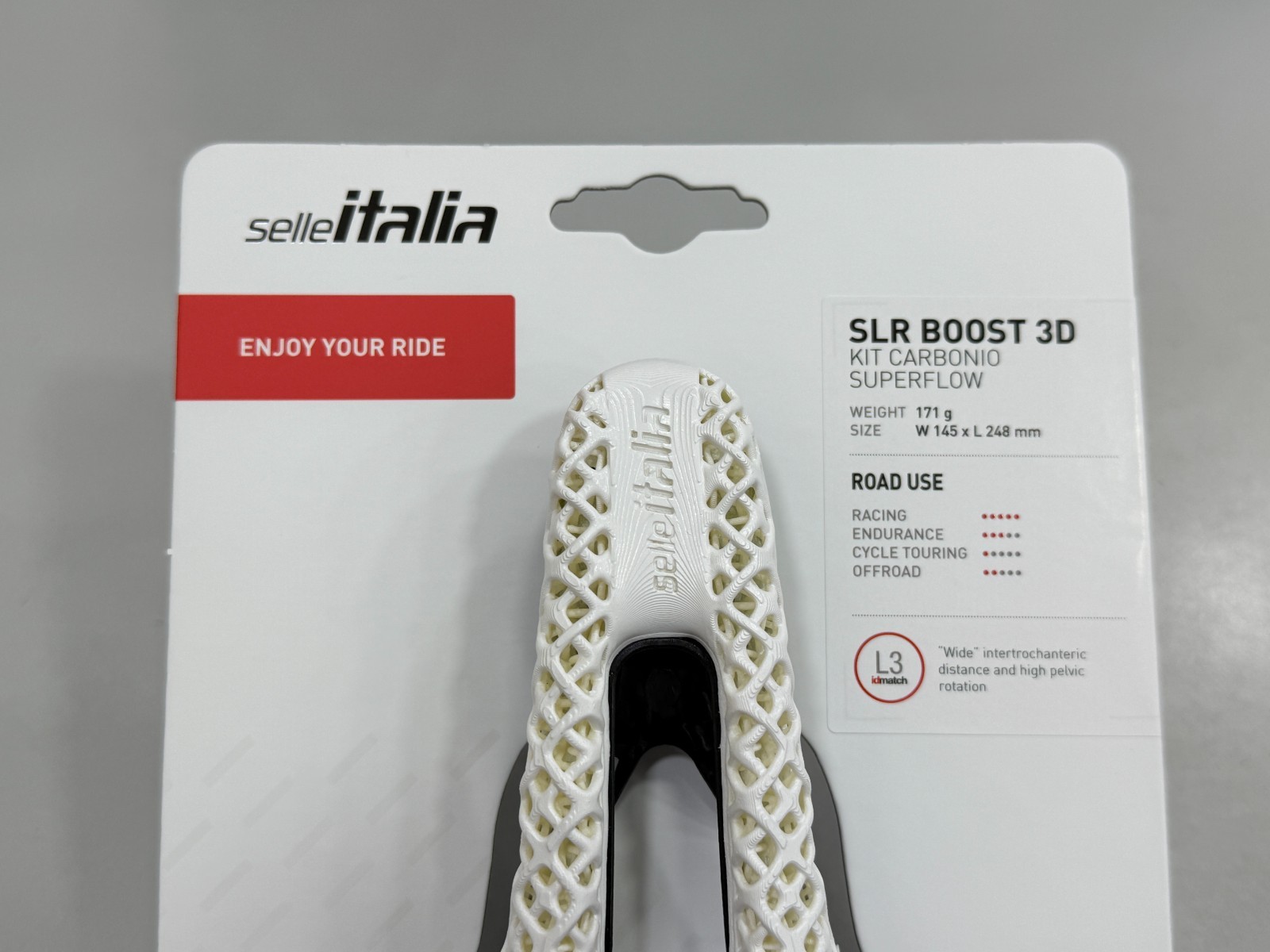 Selle Italia SLR Boost 3D Kit Carbon Superflow Saddle L3(145x248mm) White